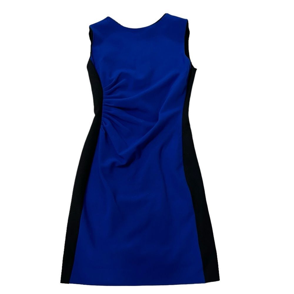 DIANE VON FURSTENBERG Laura Sleeveless‎ Ruched Sheath Dress, Cobalt/Black SZ 2